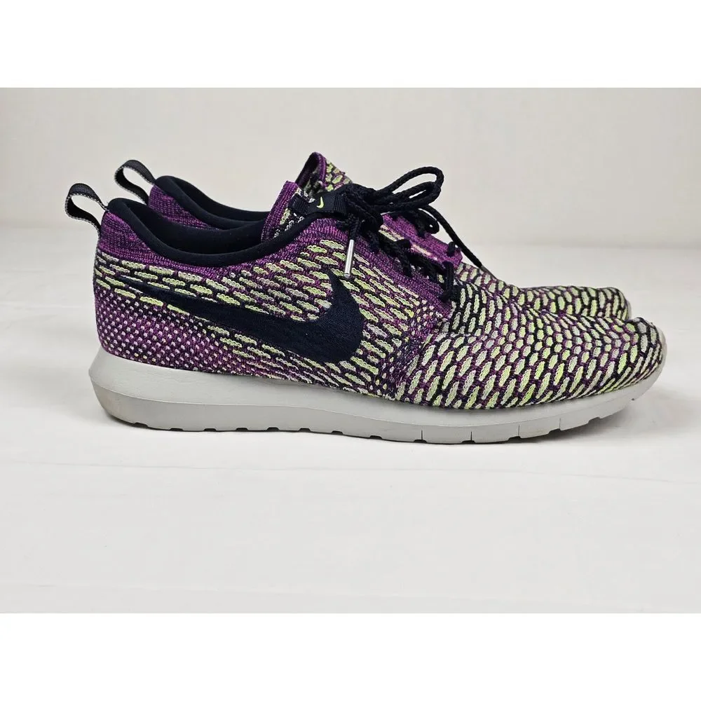Nike Flyknit Rosherun Sneakers Mens 13. 677243-400 Dark Obsidian Fushia‎ Shoes.
